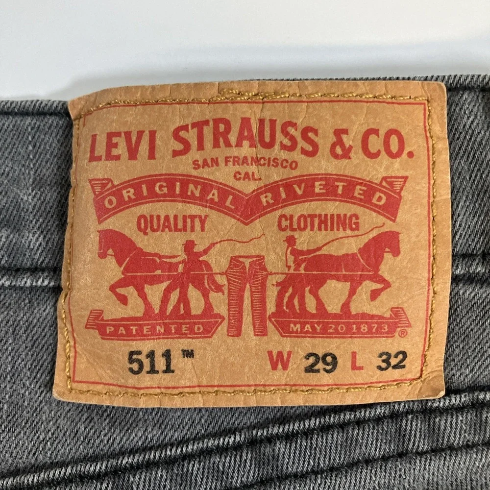 Levi's 511 Slim Fit Jeans Mens 29x32 Gray Stretch Denim WaterLess